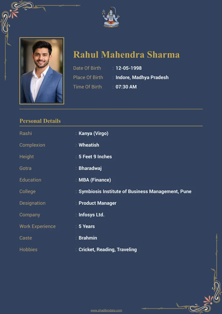 Template Fourty Seven — marriage biodata template Hindu