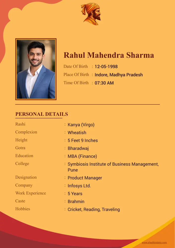 Template Fourty Three — marriage biodata template Hindu