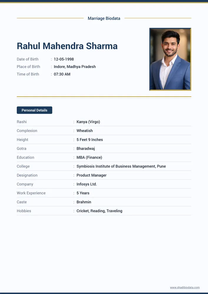 Template Fifty Eight — professional biodata template for boys
