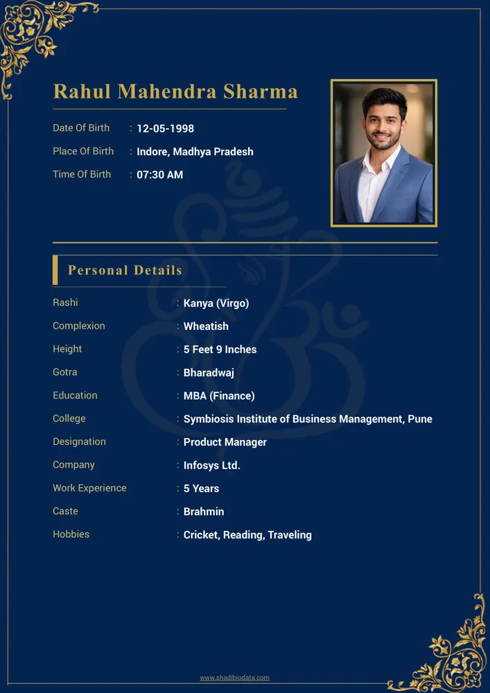 Template Fifty — marriage biodata template Hindu