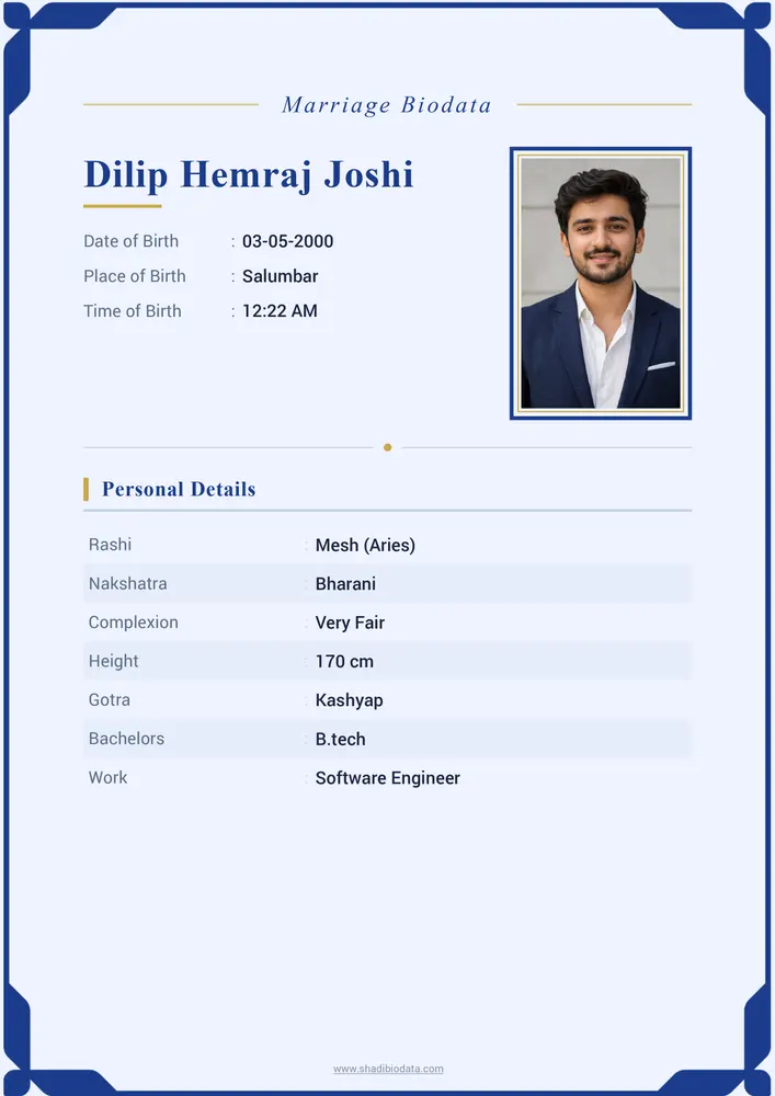 Contemporary marriage biodata template