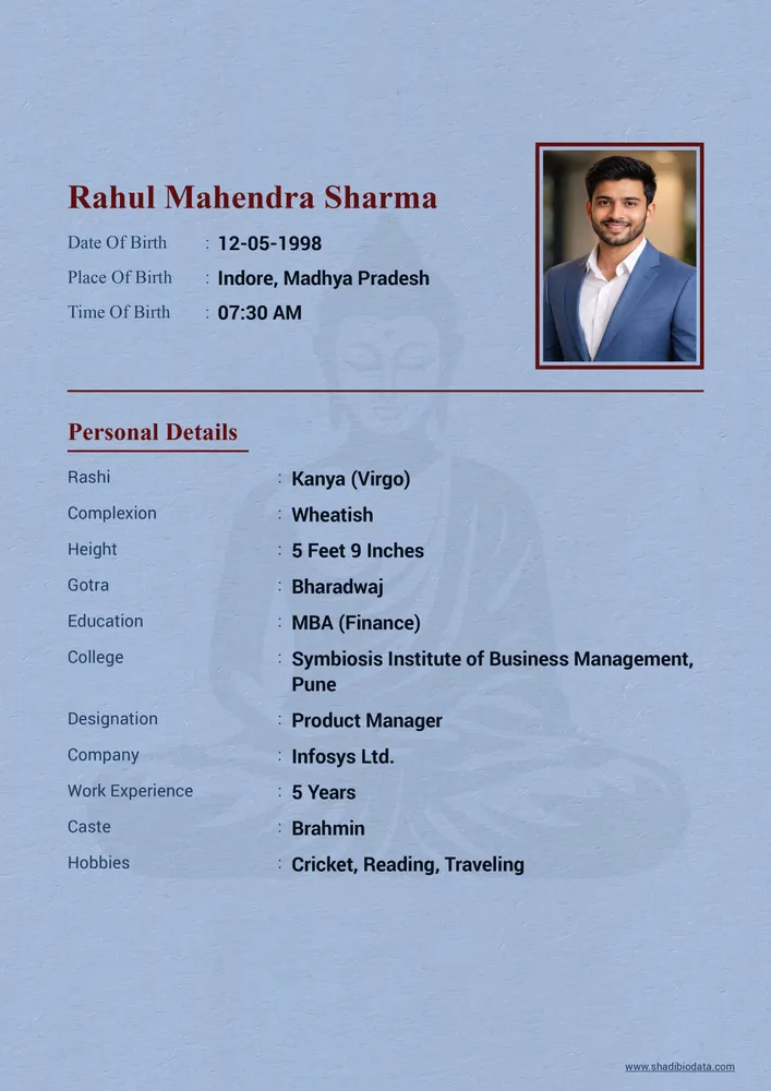Template Fourty — marriage biodata template Buddhist