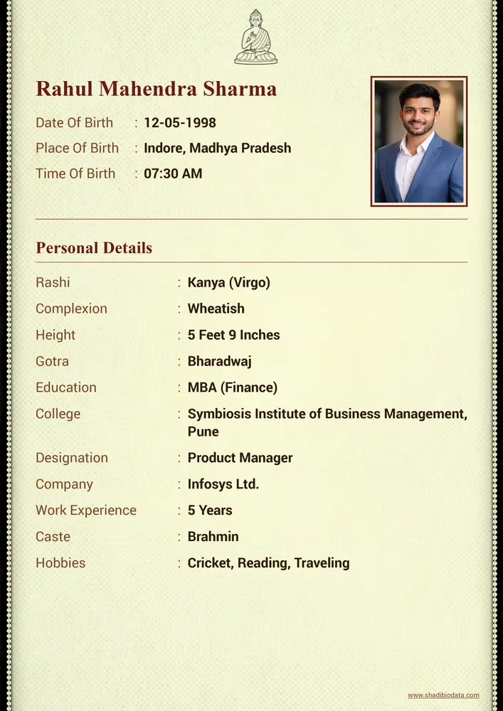Template Thirty Eight — marriage biodata template Buddhist