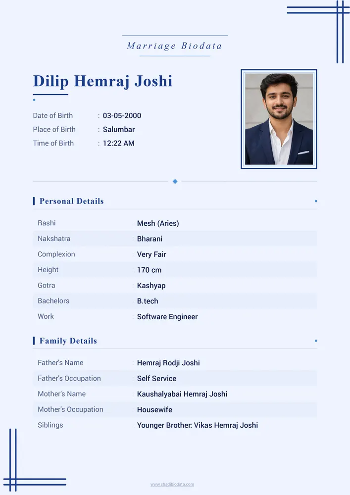 Template Seventy Two — marriage biodata template Neutral