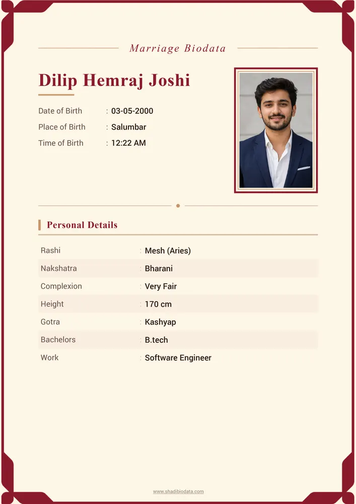 Floral Elegant marriage biodata template