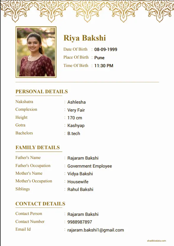 Template Fifty Seven — professional biodata template for boys