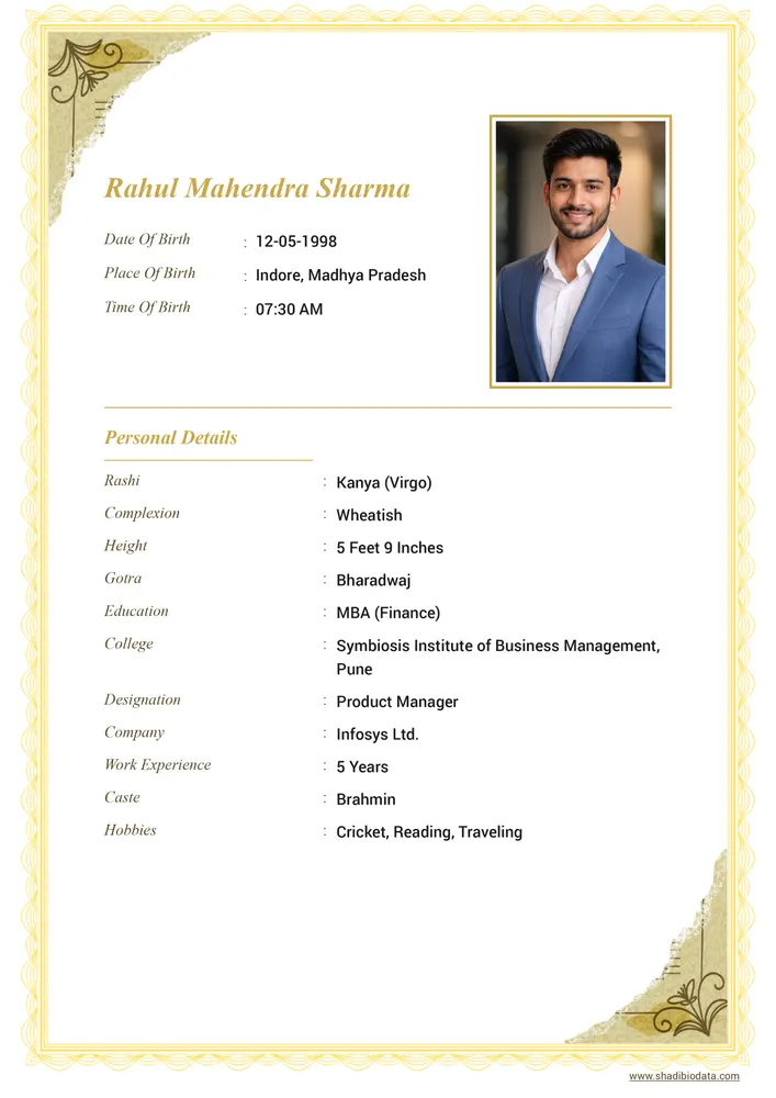 Ivory Gold Elegance marriage biodata template
