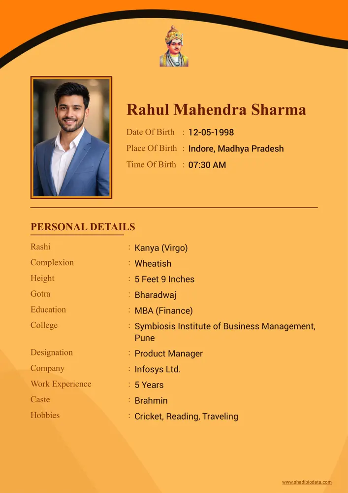Template Fourty Four — marriage biodata template Hindu