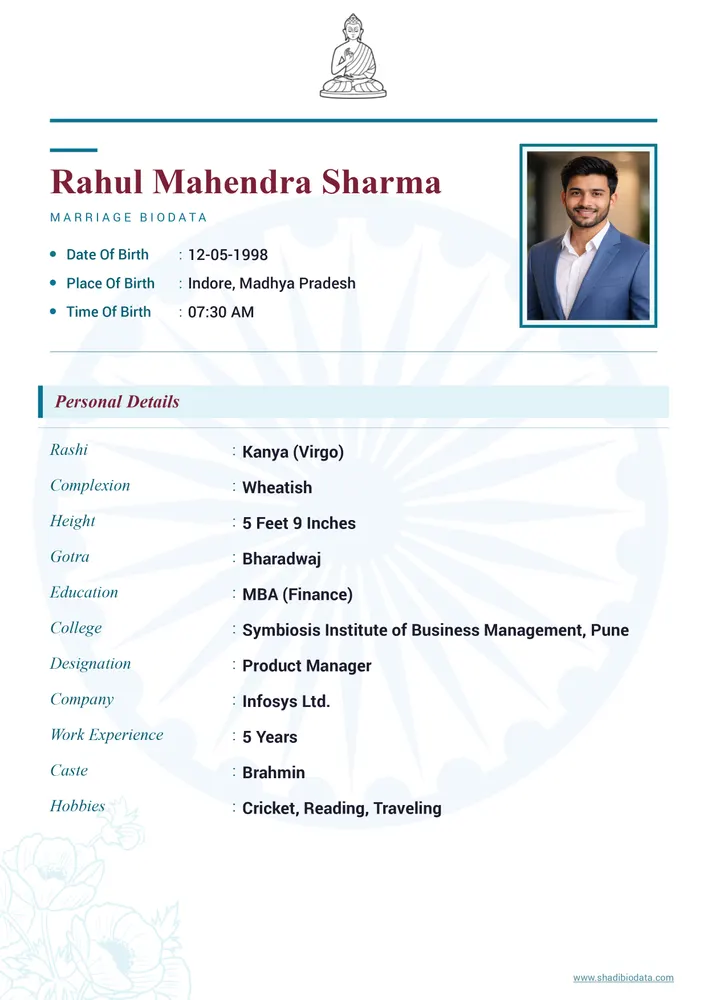 Template Fourty Five — marriage biodata template Buddhist