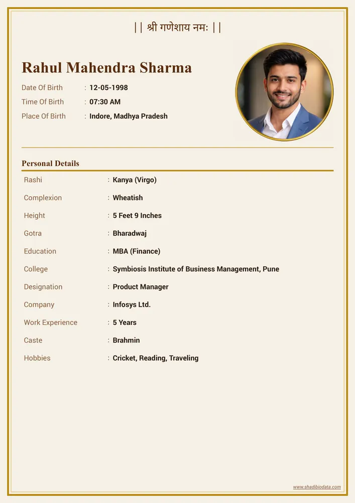 Traditional Template — marriage biodata template Hindu