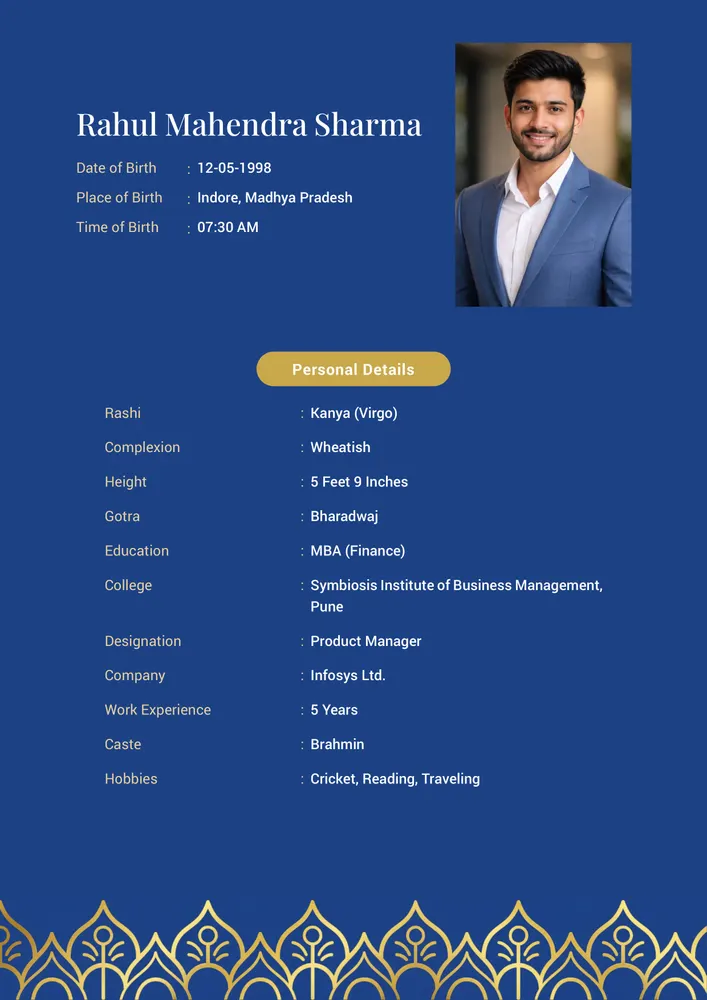 Template Twenty Seven — engineer marriage biodata template