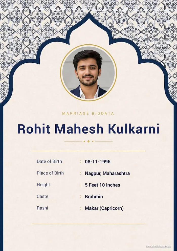 Elegant marriage biodata template preview